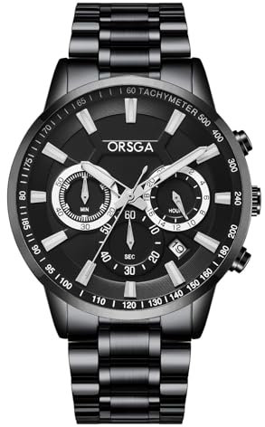 CIVO Herren Uhr Chronograph Armbanduhr: Edelstahl Schwarz Analog Herrenuhr - Wasserdicht Quarz Datum Uhren für Männer - Elegante Geschenk