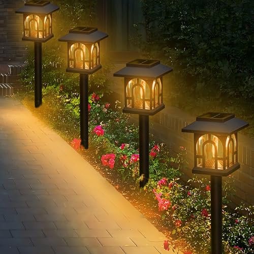 AebeChun Solarlampen für Außen Garten, 6 Stück Vintage Solarleuchten für Außen mit Warmweiß Wolfram, Auto On/Off IP65 Wasserdicht Solar Gartenleuchten für Rasen, Terrasse, Hof, Garten Deko