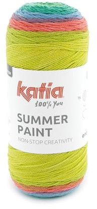 SUMMER PAINT de Katia ovillos de 150 gramos y 500 metros (505 - Pistacho-Naranja-Verde-Azul-Rojo)