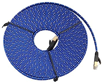 Angoily Câble Ethernet Cat 7 Plat Tressé 8 ètres Avec Connecteurs RJ45 Pour Réseau LAN Modem Routeur Et Imprimantes Câble Réseau Haute Vitesse Pour ADSL