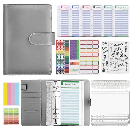 Raccoglitore ad Anelli A6 – 30 Pezzi Money Binder con Buste a Cerniera e Etichette – Ideale per Budget Planner e Organizzatore di Contanti per Casa e Lavoro (arancione)