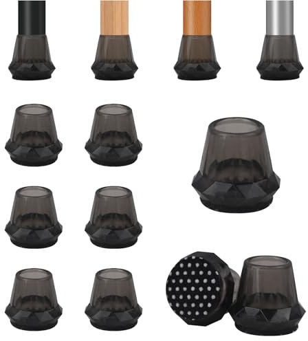 Vookkp Chair Leg Floor Protectors 24PCS, 13-22mm Black Felt Furniture Leg Cover, Silicone Round Furniture Feet Protectors Pads, Protect Floors from Scratches, Reduce Noise