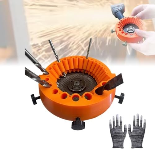 StyBtt Nuova Affila Punte Trapano, Migliorata Affilatrice Punte Trapano, Affilatore Puntes Trapanos per Trapano da 2-13mm e Smerigliatrice da 115/125mm, con Guanti(Colore Arancione)