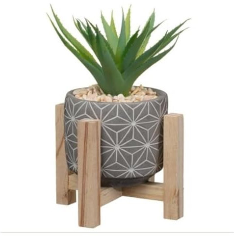 New Decorative Artificial Foliage Green Plant For a Natural Look With Stylish Porcelain Pot On Wooden Stand Perfect For Both Indoor Outdoor Decoration -A01