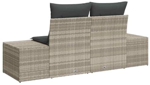 vidaXL Gartensofa mit Kissen Grau 184 x 62 x 69 cm Poly-Rattan