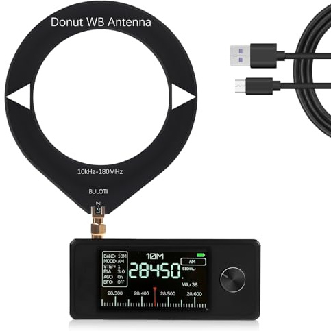 SI4732 - Radio tascabile 0,5 – 108 MHz, radio tascabile con display a colori IPS da 1,9, ricevitore a banda piena per AM, FM, LSB, trasmissione USB, batteria da 800 mAh (anello nero)