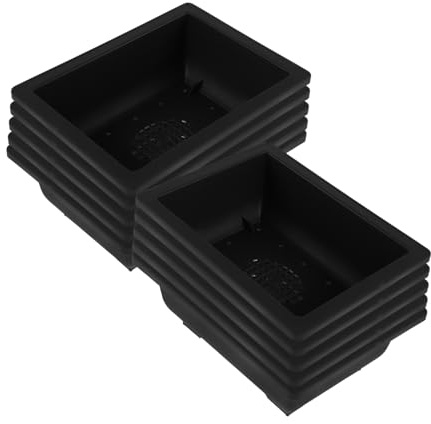 INOOMP 12 Pots de Fleurs en Plastique Vintage Rectangulaires pour Succulentes et Plantes D'intérieur, Espace Optimisé pour Jardin et Balcon, Lot de 12 Pièces