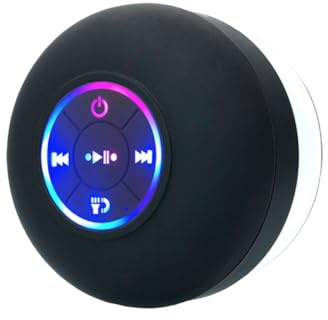 Qusedwey Mini Altoparlante Bluetooth per Doccia, Impermeabile, Vivavoce, con Luci A LED, Ventosa, Microfono, per Bagno, Piscina, Spiaggia