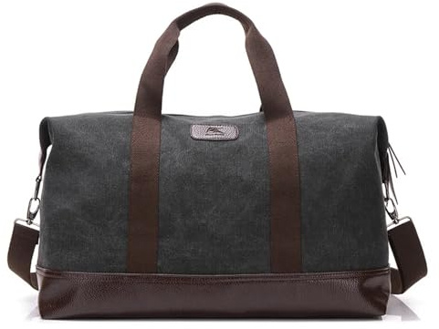 Vintage Canvas-Taschen for Herren, Reise-Handgepäck, Wochenend-Übernachtungstaschen, große Outdoor-Aufbewahrungstasche, große Reisetasche(Black)