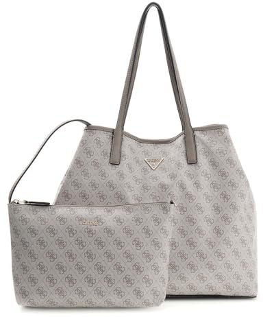 GUESS Schultertasche Shopper Eco Victtoria Large 2 In 1 Tote Dark Taupe Logo