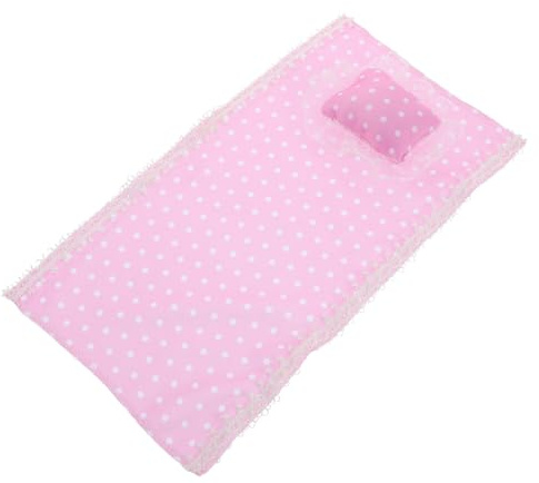 SOPOTUTU Dollhouse Bedding Set for Dolls with Miniature Cotton Pillow and Bed Sheet, 2pcs Simulated Bedroom Accessories for Dollhouse Play and Nursery Role-playing