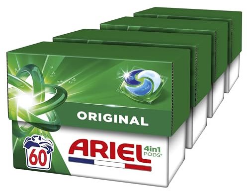 Ariel PODS 4en1 Lessive en capsule Original x60 | 60 lavages (4x15). Élimination impeccable des tâches. Efficace Même A Froid Et En Cycle Court. Fabriqué en France
