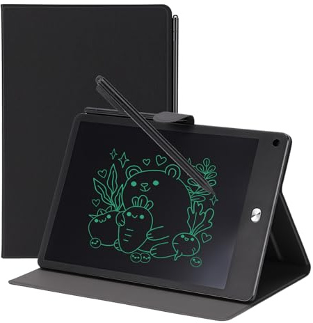 LCD Writing Tablet for Adults, 12 Inch Electronic Drawing Tablet | Reusable Erasable Digital Notepad with PU Case and Pen, Eye Caring Electronic Drawing Pad for Drafting Taking Notes