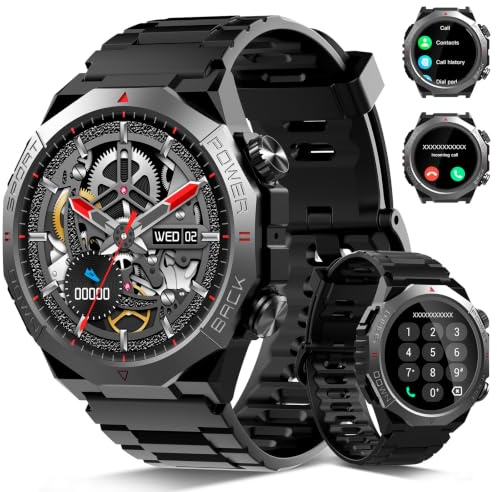 Smartwatch Herren Damen, Militär Smart Watch mit Telefonfunktion, 1,39HD Touchscreen, IP68 Wasserdicht Sportuhr, 110+Sportmodi Fitness Tracker, Herzfrequenz, Schlafmonitor, Fitnessuhr für iOS Android