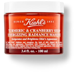 Kiehl's Turmeric & Cranberry Seed Energizing Radiance Face Mask, Brightening Facial Mask, Gently Exfoliates, All Skin Types, 100Ml