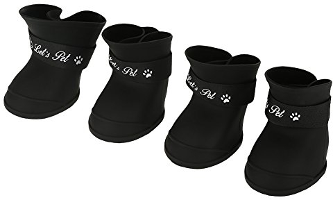 Haustier Hundestiefel, 4PCS Silikon Nette wasserdichte Stiefel Anti Rutsch Gummisohlen für Outdoor (Größe 2.0 x 1.57in)