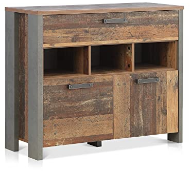 moebel-eins Cassia Kommode II, Material Dekorspanplatte, Old Wood Vintage Nachbildung/betonfarbig