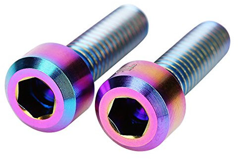 Lot de 6 Vis en Alliage de Titane M5x18 Vélo VTT Direction Guidon Tige Vis Boulon pour Potence de vélo (Multicolore)