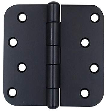 Lot de 3 charnières de porte en acier inoxydable noir – 10,2 cm avec rayon de 1,6 cm – Goupille non amovible – Haute résistance à la rouille