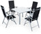 Casaria® Gartenmöbel Set 4 Stühle mit Tisch 90x90cm Aluminium Sicherheitsglas Wetterfest Klappbar Modern Terrasse Balkon Möbel Sitzgruppe Garnitur Bern