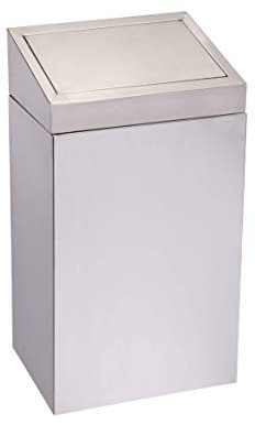 Jofel Papelera de acero inoxidable satinado con tapa individual de 25 L