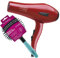 ID Italian Design - Pack Cuidado del Cabello con Rizador de Pelo y Secador de Pelo Profesional 3 Modos de Calor, 2 Velocidades de Color Rojo - 2200W