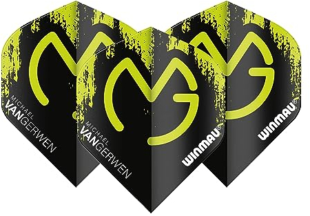WINMAU MvG Michael Van Gerwen Mega Standard Grün und Schwarz Dart Flights - 1 Sätze pro Packung (3 Flights insgesamt)