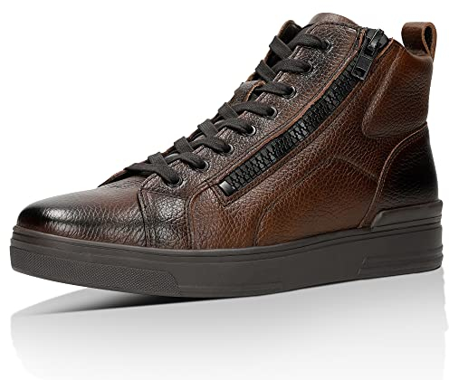 WOJAS - Herren Turnschuhe I Hohen Schaft I aus Hochwertigem Glattleder I Warmfutter aus Vliesstoff I Praktischen Reißverschluss I Ansprechenden Design I 24083-52 - Braun, Gr. 43