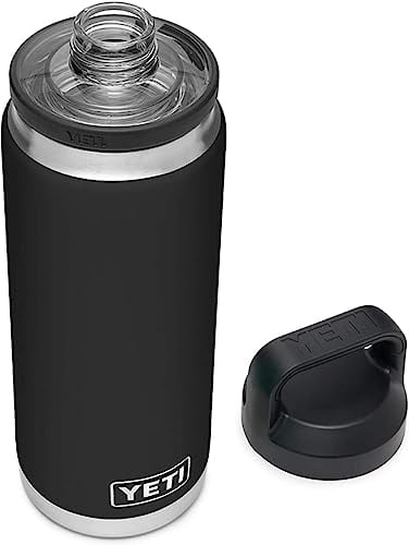 YETI Rambler Bottle Chug Bouteille isotherme en acier inoxydable avec bouchon Chug, noir, 760 ml