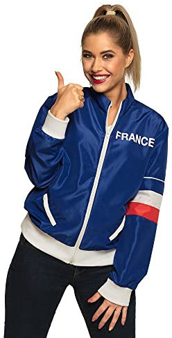 Boland - Trainingsjacke Frankreich, verschiedene Größen, für Frauen, Länder, Flagge, Jogginganzug, Retro Style, Sportler, Gruppenkostüm, Weltmeisterschaft, Europameisterschaft, Mottoparty, Karneval