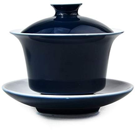 Liang Baobao Porzellan Gaiwan Teetasse, Terrine, Chinesische Sancai-Abdeckung, Schale, Deckel, Untertasse Set (Blau)