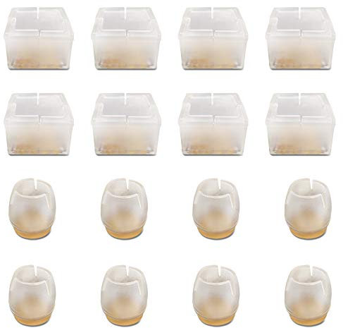 SourceTon Lot de 16 embouts ronds et carrés en silicone pour pieds de chaises de diamètre 2,5 cm à 4,5 cm et longueur carrée 2,5 cm à 4,5 cm