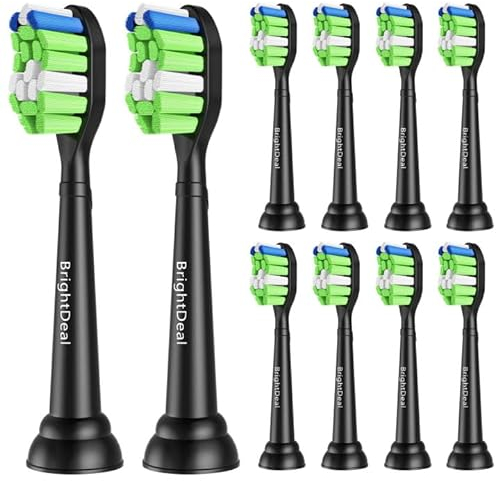 BrightDeal 10er Ersatzbürsten für Philips Sonicare Elektrische Schallzahnbürste Bürstenköpfe für EasyClean 2 Series und Andere Snap-on Zahnbürste (Schwarz)