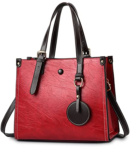 DORRISO Damen Handtasche Große Kapazität Umhängetasche Abnehmbarem Schulterriemen Mode Ornamente Casual Elegantes Top Griff Design Tasche für Frauen Rot