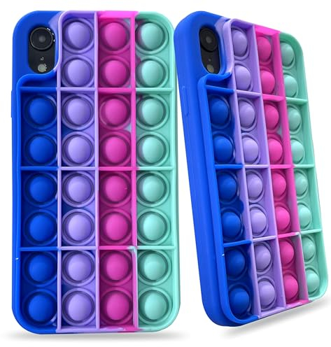 Silicone iPhone XR case Push Pop Fidget iPhone XR Case, Popit iPhone XR Case for Girls Anti-Anxiety & Anti-depression Stress Relief Shockproof Phone Case
