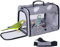 Interfashioner® Vogeltrage für Reisen, transparente Vogelbox mit Metallschale und Stehstange für Sittiche, Papageien, Wellensittiche, Nymphensittiche (grau)
