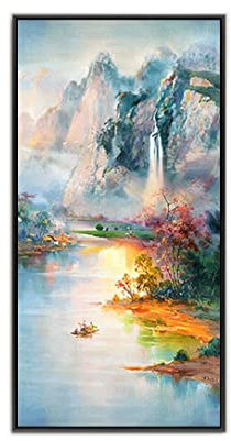 Handgemalte Acryl Gemälde Auf Leinwand,Abstrakte Extra Große Wandkunst Natur Berge Flüsse Landschaft Rahmenlose Ölgemälde Handgemalte Original Strukturierte Kunstwerke Für Wohnzimmer Sch