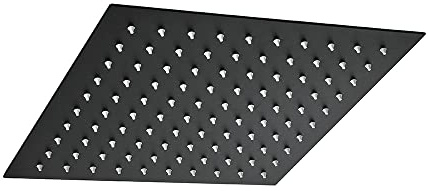 MILANO 300mm Square Ultra Thin Fixed Rainfall Shower Head Black