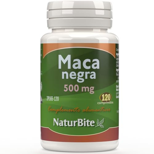 Schwarze Maca 500mg, 120 Tabletten, NaturBite. Hochkonzentrierter Schwarzer Maca-Wurzelextrakt, unterstützt eine größere Ausdauer und liefert Energie.