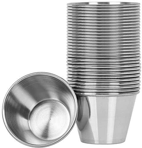 Artcome Lot de 30 tasses à condiments en acier inoxydable, idéales pour tremper et portions, 70,9 g