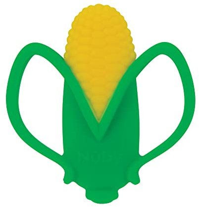 Nuby Veggie Teether for Teething Relief - Soft Baby Teething Toy - 3+ Months - Corn