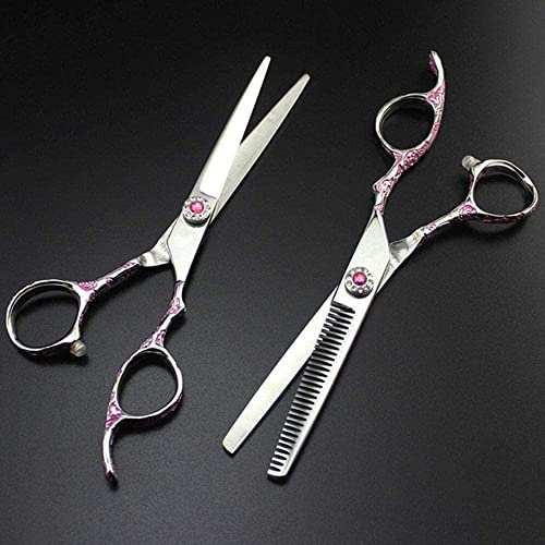 Friseurschere Neue professionelle Stahl 6 Zoll Pflaumengriff Haarschere Schneidsalon Friseur Effilierschere Friseurschere-Pink Set-Pink_Set