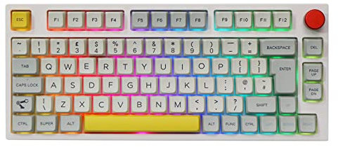 EPOMAKER Theory TH80 PRO 75% ISO(UK) Hot Swap RGB 2.4Ghz/Bluetooth 5.0/Wired Mechanical Keyboard with MDA PBT Keycaps, 4000mah Battery, Knob Control for WIN/Mac/PS4/PS5/Xbox (Wisteria Linear Switch)