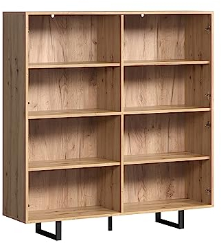 trendteam smart living - Sentra - Korpus für Highboard - Artisan Eiche - Sideboard mit 8 Fächern - (BxHxT) 124 x 136 x 40 cm - schwarze Metallfüße - kratzfest