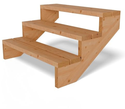 Gartenwelt Riegelsberger Terrassentreppe Breite 95 cm Treppe mit 3 Stufen Geschosshöhe 55 cm Massivholz Lärche Komplett-Set Wangen, Bohlen & Schrauben