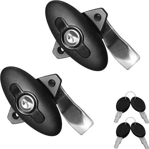 HWHongRV 2PCS RV Camper Shell Locks, Rv T Handle Lock for Storage Door, Pickup Truck & Boat, Right Keyed Alike Black Zinc Alloy Lock Body
