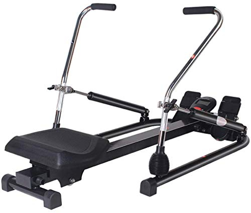 NOALED Faltbare Rudergeräte, Rudergerät für den Heimgebrauch, faltbares hydraulisches Rudergerät mit einstellbarem Widerstand, Rudergerät für Fitness, Cardio-Training, schwarzes SIL