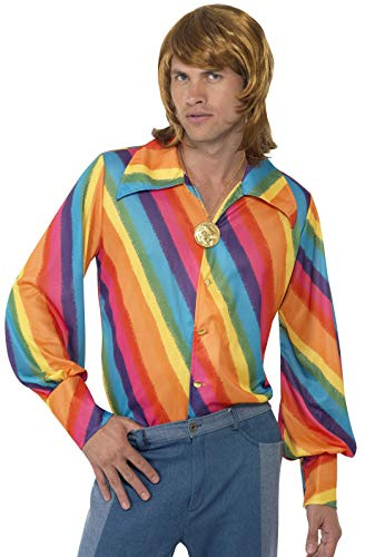 Smiffys 70s Colour Shirt, Rainbow, 1970's Disco Fancy Dress, 1970s Dress Up Costumes