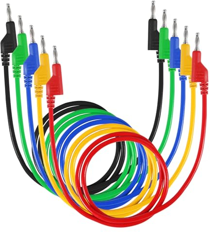 AOICRIE 5pcs 4mm Banana Plug Multimeter Test Leads Double-ended Stackable Banana Plug Test Leads Pluggable Soft Cables 1M for Multimeter Testing