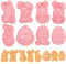 Bigqin 8 Piezas Pascua Cortadores de Galletas, 3D Dibujos Animados Cortador Pan Sándwiches, DIY Fondant Pastelería Pasteles Herramienta para Hornear